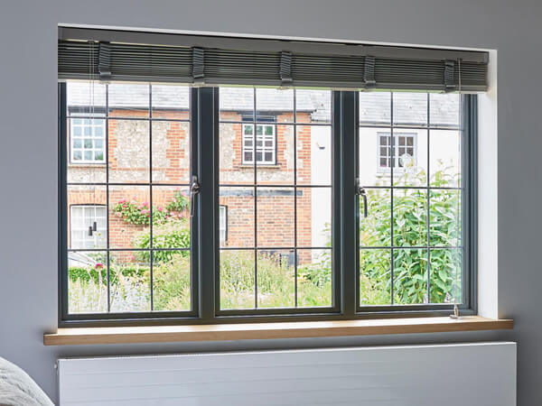 Windows with blinds